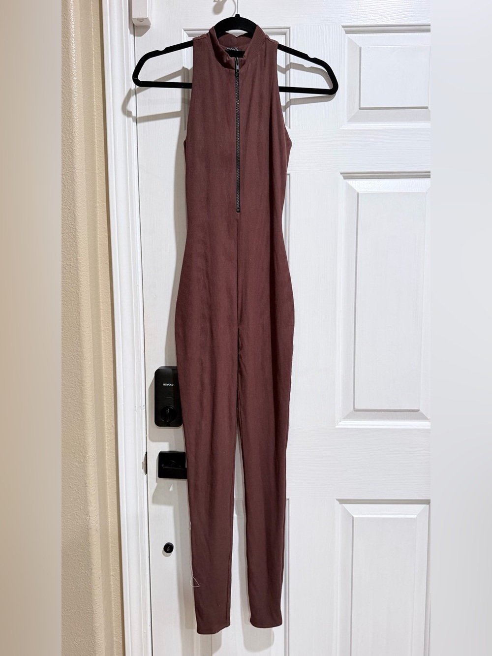 Sleeveless Mauve Brown Jumpsuit with Front Zip